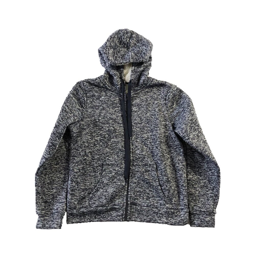 Spark Womens Size L Black Gray Polyester Fleece Hooded Jacket